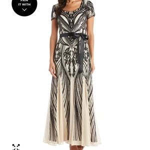 R & M Richards Black and Cream Maxi Dress